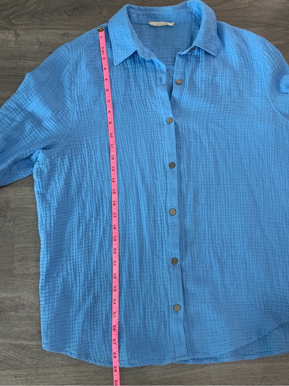 Ron Jon Surf Shop Blue 100% Cotton Gauze Button Down Shirt Large - Picture 8 of 8